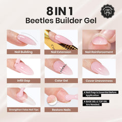 Beetles Builder Gel applied to nail tip for easy extension and shaping