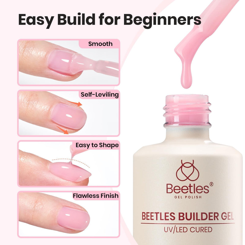 Beetles Gel Polish brush with two builder gel bottles for precise control