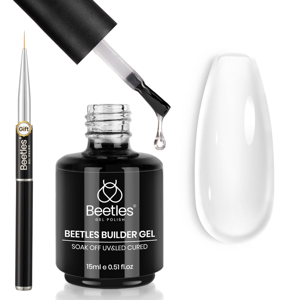 beetles builder gel front bottle showing clear gel and label benefit