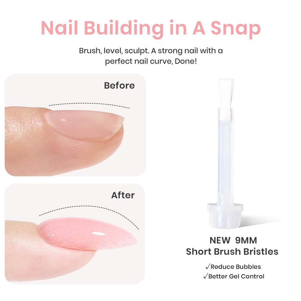 beetles builder gel cured on nail showing shimmer pink nude durable finish benefit