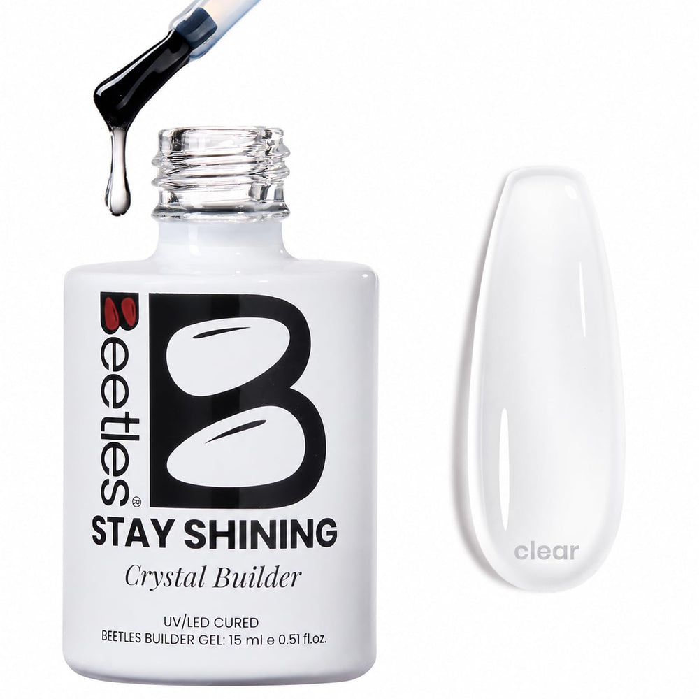 beetles builder gel front bottle showing clear formula and brand for strong nails