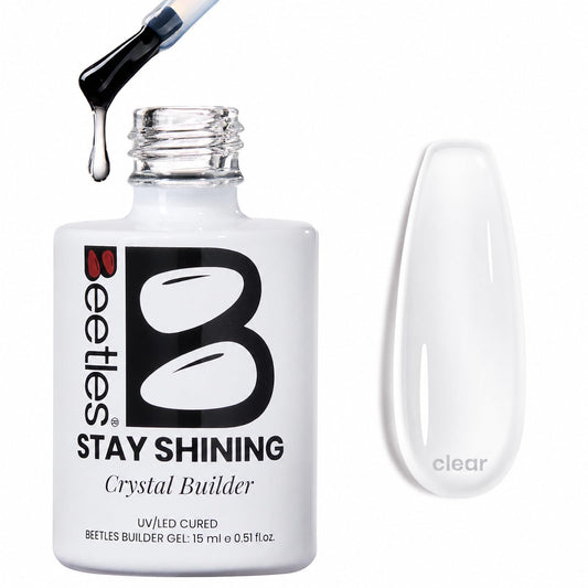 beetles builder gel front bottle showing clear formula and brand for strong nails