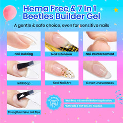 Nail technician applying Beetles Builder Gel on extension for durable structure