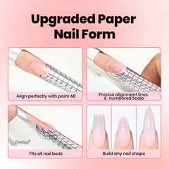 Beetles stack of 100 nail forms fanned out, ready-to-use forms for consistent extensions