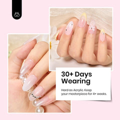 Beetles Builder Gel nude pink swatch on nail tip showing natural translucent finish