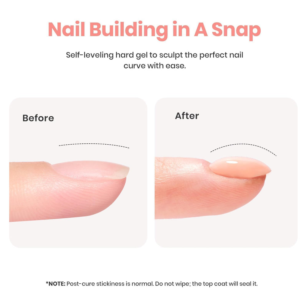 beetles builder gel on salon nail illustrating strengthened, glossy result