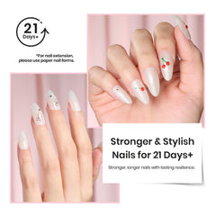 Beetles Builder Gel glitter overlay on colored nail showing luminous finish