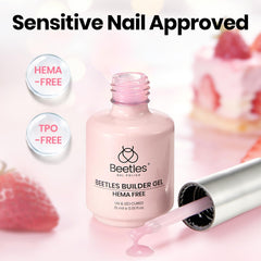 Beetles Gel Polish creamy jelly-pink gel texture close-up, shows smooth self-leveling consistency