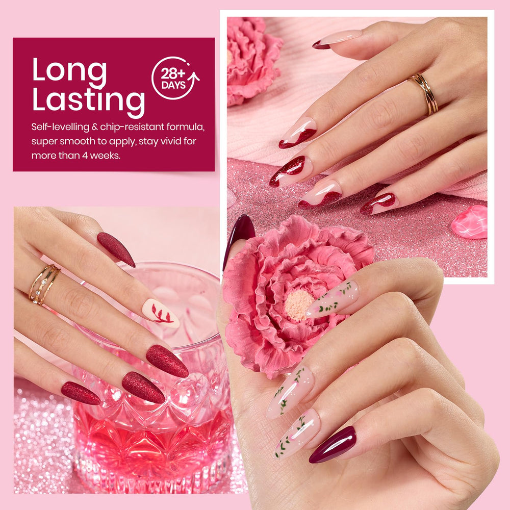 beetles Gel Polish close-up of glitter texture highlighting sparkle and depth in a cherry mocha shade