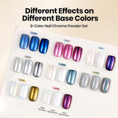 Beetles Gel Polish chrome blue mirror finish on nail tip highlighting high reflectivity