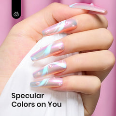 Beetles accent nails in a lifestyle shot showcasing chameleon effect benefit