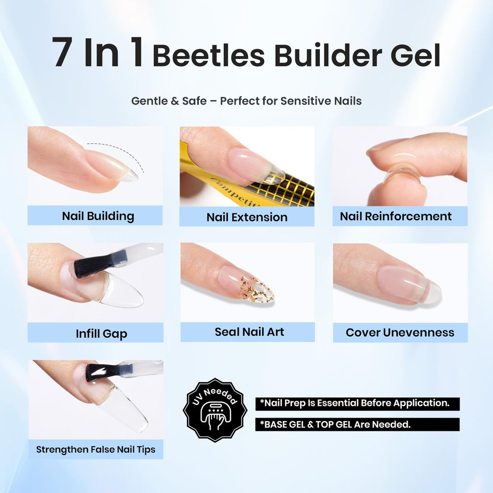 Beetles Gel Polish gel texture on brush illustrating self-leveling and smooth spread