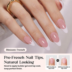 beetles close-up of pink base and white french tips highlighting precise finish and polish-ready look