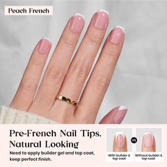 Beetles Gel Polish close-up of peach French tip detail highlighting neat finish
