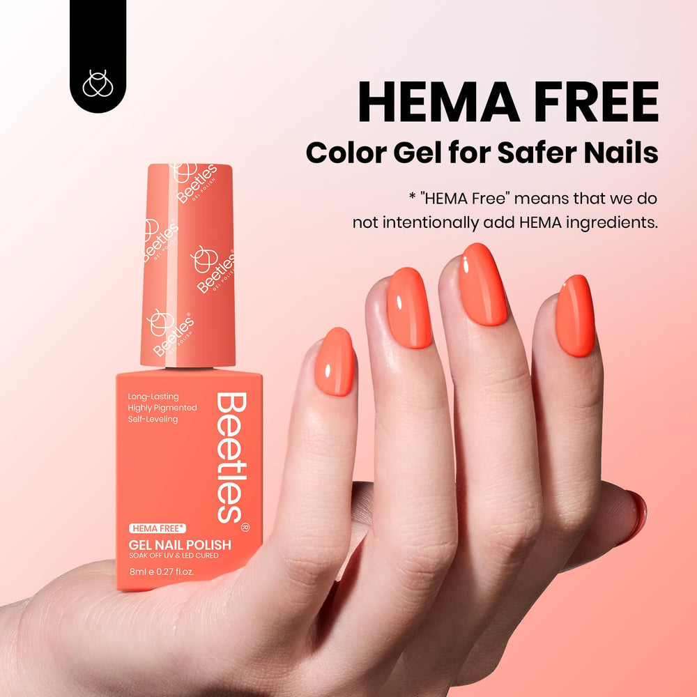 Beetles brush stroke of neon coral orange showing smooth, opaque coverage