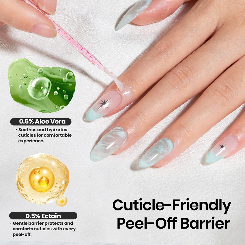 beetles dried clear film at nail edge indicating ready-to-decorate with no mess