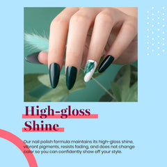beetles Emma Emerald manicure on hands in lifestyle setting showcasing salon look