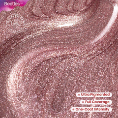Beetles Gel Polish glitter close-up revealing rose gold shimmer and high pigment