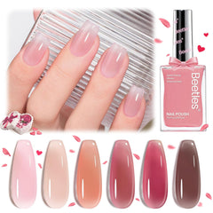 beetles finish glossy nail close-up showing sheer jelly shine and healthy look