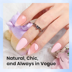 beetles finished short almond nails styled for wearable elegance