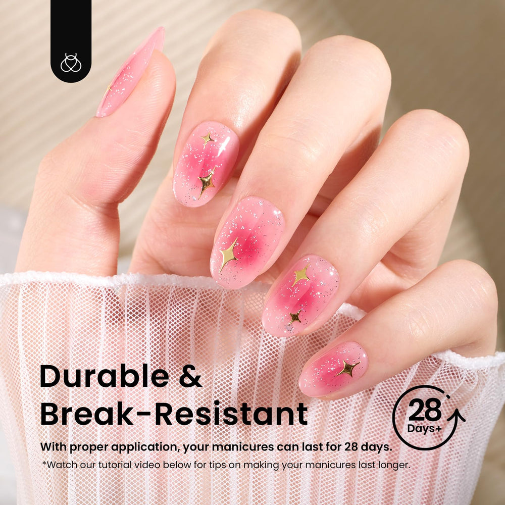 beetles finished short oval gel nails showcasing natural look