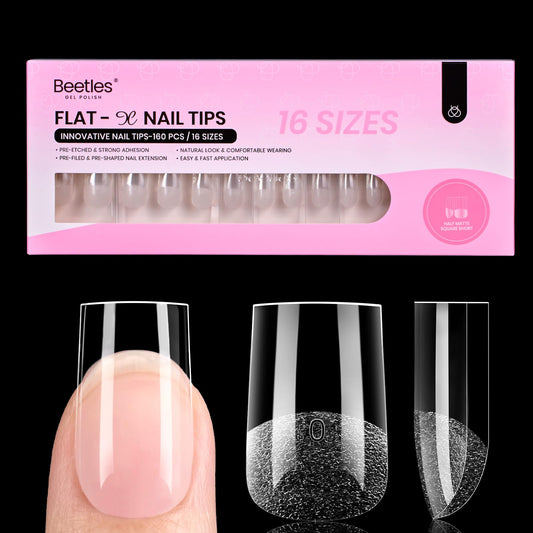 beetles Flat-X pack front showing 160pcs for quick DIY nails and organized sizes
