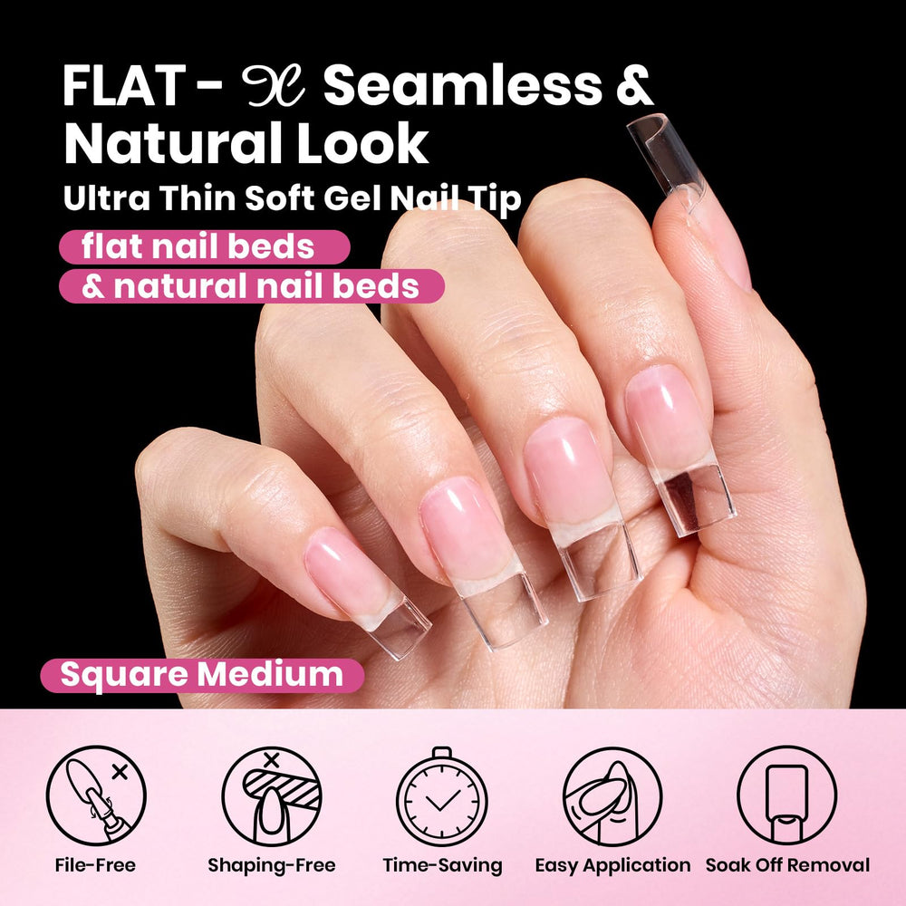 Beetles gel polish side view of flat-X base demonstrating flush fit and reduced lifting