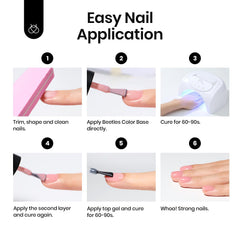 Beetles French tip demo on model hand showing natural-looking tips and salon result