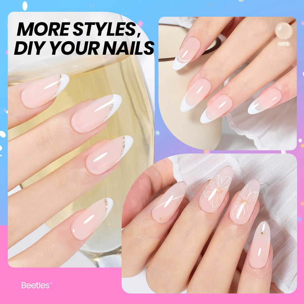 beetles french tip demo on nails showing clean elegant manicure benefit