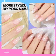 beetles french tip demo on nails showing clean elegant manicure benefit