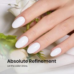 beetles Gel Polish French tip demo on nail showing crisp white edge for neat manicures
