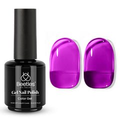 Beetles bottle front view showing purple jelly polish, glossy salon-ready finish