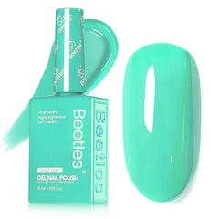 Beetles Gel Polish front bottle showing mint teal shade and clear color match