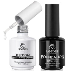 beetles Gel Polish front packaging showing compact 15ml base and top set benefit longer wear