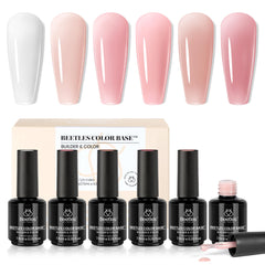 beetles front packaging showing six builder gel bottles and instant kit benefit
