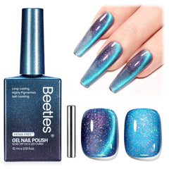 Beetles bottle front packaging showing cat-eye blue polish and label for easy selection