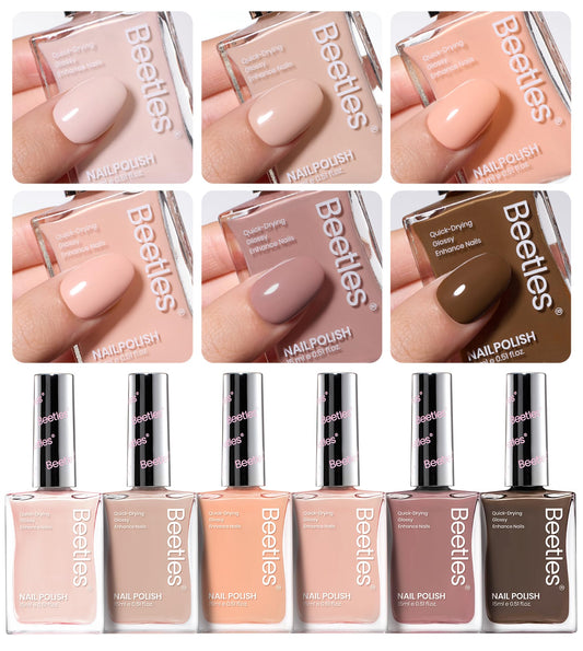 Beetles Gel Polish front packaging showing Coconut Mousse set and glossy finish benefits