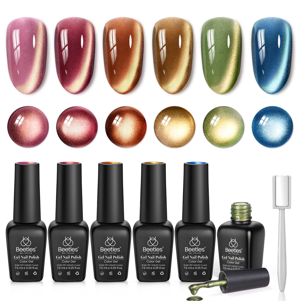 beetles front packaging showing six magnetic gel bottles and magnet