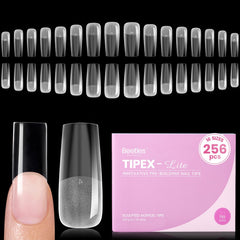 beetles front packaging long square tips showing full set benefit professional look