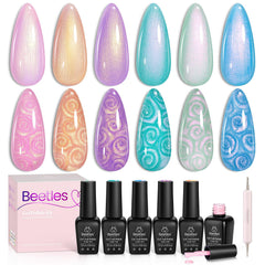 beetles Gel Polish front packaging showing six mermaid shimmer bottles and gift appeal