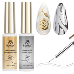 beetles front packaging showing three metallic gel liners and benefits