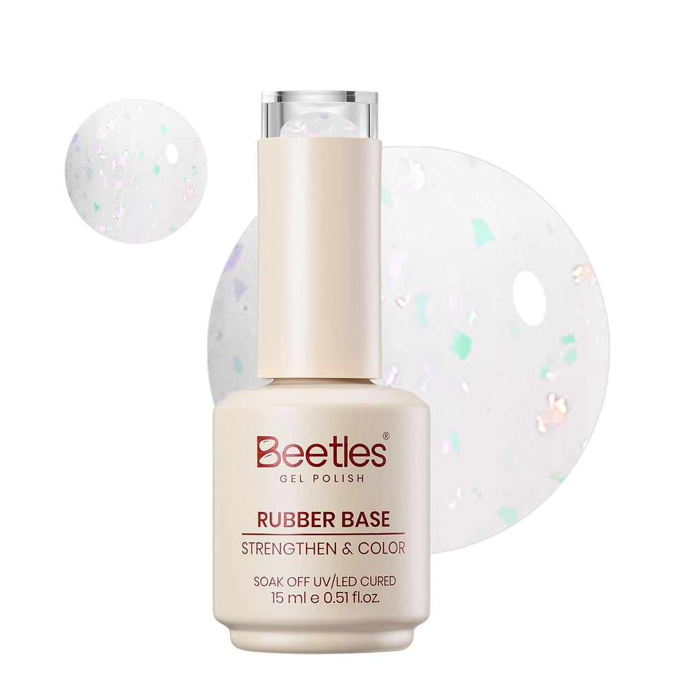 beetles front packaging showing milky opal glitter and benefit of luminous finish
