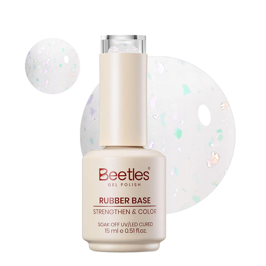 beetles front packaging showing milky opal glitter and benefit of luminous finish