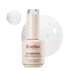 beetles front packaging showing milky opal glitter and benefit of luminous finish
