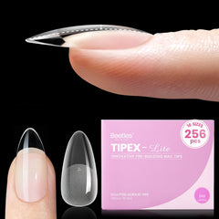 beetles Gel Polish front packaging showing 256-piece value pack and medium almond shape benefit fast prep
