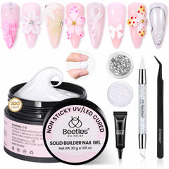 beetles front packaging showing white builder gel and included tools for easy starts