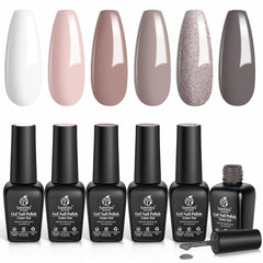 beetles front packaging showing six neutral gel bottles and kit contents for easy selection