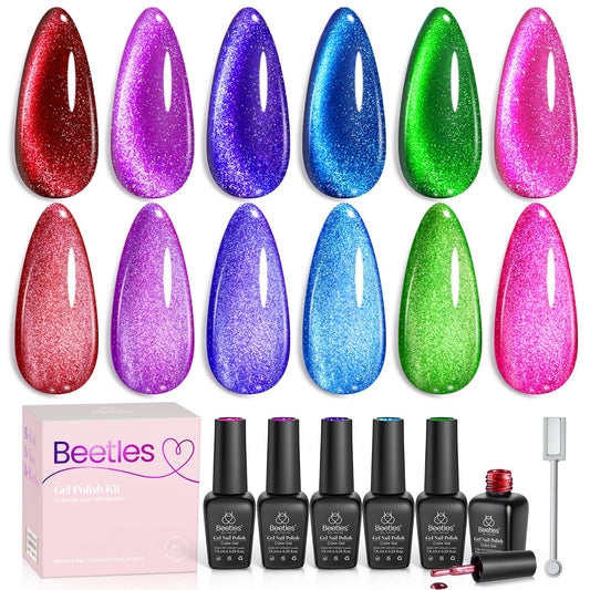 beetles front packaging showing six neon gel bottles and magnet for clear kit overview