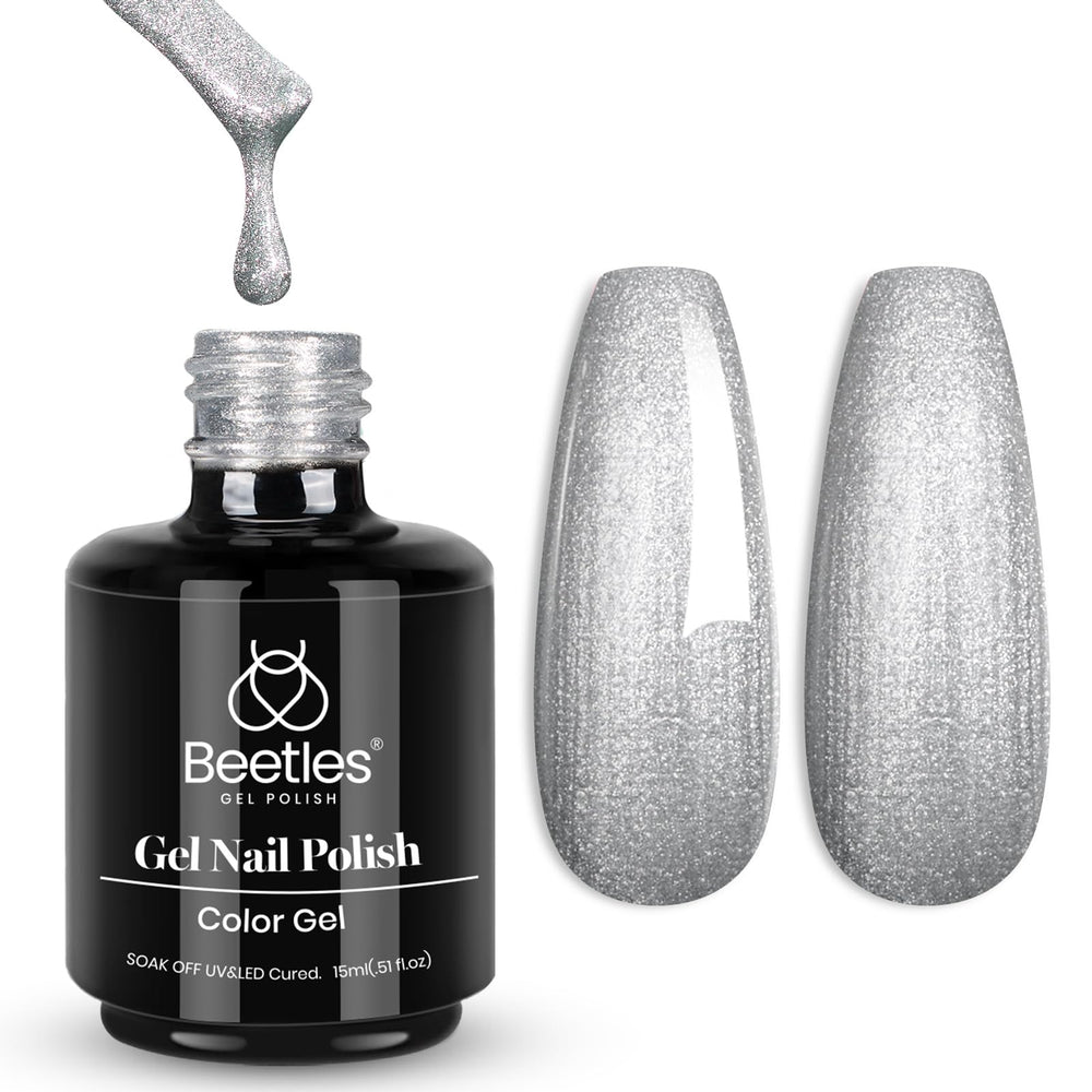 Beetles front packaging showing 15ml silver gel polish and brand