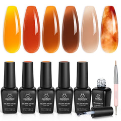 Beetles Gel Polish front packaging showing six amber chic bottles for easy kit identification